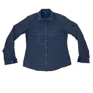 Mammut womens graphic print lightweight button up shirt dark blue SPF M